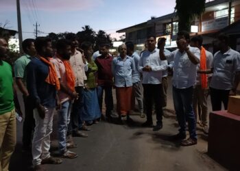 ಭಜರಂಗದಳ ನಿಷೇಧ ಕಾಂಗ್ರೆಸ್ ಪ್ರಸ್ತಾಪ ವಿರೋಧಿಸಿ ನಗರ ಹೋಬಳಿಯಲ್ಲಿ ಬಿಜೆಪಿ ಪ್ರತಿಭಟನೆ