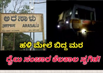 ARASALU| ರೈಲು ಹಳಿ ಮೇಲೆ ಮರ ಬಿದ್ದು ರೈಲು ಸಂಚಾರ ಸ್ಥಗಿತ | ಬೆಂಗಳೂರಿನಿಂದ ಸಾಗರ ಹೋಗುತ್ತಿದ್ದ ಇಂಟರ್ ಸಿಟಿ ರೈಲು